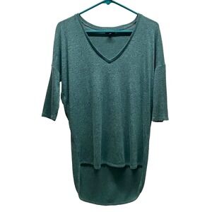 Express Sweater Women's XS Heathered Green 3/4 Sleeve Oversized Cotton Blend EUC